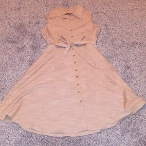 sharagano khaki tan dress